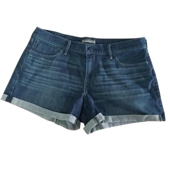 Abercrombie & Fitch Jeans Shorts Women's Cut Off Stretch Cuffed Dark Wash Sz. 32 - Picture 1 of 2